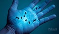 Glowing Robotic Nanobots on a Human Hand Royalty Free Stock Photo