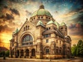 A Glimpse into the Past Essen Synagogue Germany A SepiaToned Historical Architectural Gem Royalty Free Stock Photo