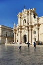 Glimpse of picturesque narrow alleys and aulic squares of mediterranean destination Ortigia Syracuse Italy Royalty Free Stock Photo