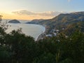 Glimpse of the seaport and buildings of the island of Ischia, Gulf of Naples, Italy