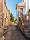 Glimpse of a street at Moustiers-Sainte-Marie, small town in Provence France