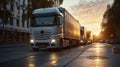 A Glimpse into a Truck Shipping Company with Several White Trucks Lined Up Side by Side