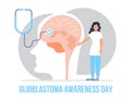 Glioblastoma awareness day concept vector for medical banner, website. Chemotherapy and oncologist illustration. Doctor of