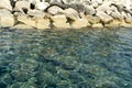 Glistening aquamarine sea water and white rocks Royalty Free Stock Photo