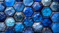 Captivating hexagonal patterns of blue agate stones shining in natural light