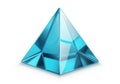 Glistening blue crystal pyramid on a white background Royalty Free Stock Photo