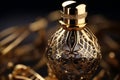 Glistening gold accents on a vintage perfume atomi Royalty Free Stock Photo