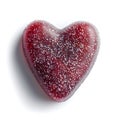 Glistening Heart-Shaped Candy with Crystal Sugar Detail on White Royalty Free Stock Photo
