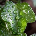 Glistening in the Light: Macro of Water-Drenched Leaf with Vivid Colors