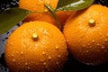 Glistening Orange fruit water drops. Generate Ai