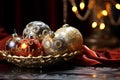 Glistening ornaments in a festive tableau
