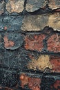 Glistening raindrops on a spider web capturing the intricacy and beauty of nature. Old brick wall with peeling paint