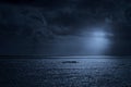 Glistening sea in a full moon night Royalty Free Stock Photo