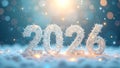 Glistening Snowy \'2026\' Artwork: A Festive Visual Foretelling Future Celebrations Royalty Free Stock Photo