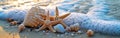 Glistening Starfish in Oceans Rush Royalty Free Stock Photo