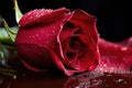 glistening tears on a single rose petal Royalty Free Stock Photo