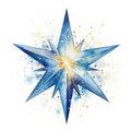 Glistening Watercolor Christmas Star Shining Brightly in Winter Night Sky AI Generated Royalty Free Stock Photo