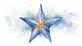 Glistening Watercolor Christmas Star Shining Brightly in Winter Night Sky AI Generated Royalty Free Stock Photo