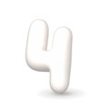 Glistening white balloon digit four. 3d realistic design element. For party