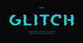 Glitch alphabet, digital distorted sans serif letters, display error font for techno logo, cinematic headline, loss
