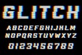 Glitch alphabet. Font with distortion effect. Royalty Free Stock Photo