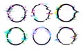 Glitch circle frame effect, circle glitch collection