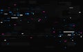 Glitch color pixels. Modern distorted texture with random lines and dots. Game background template with noise. Damaged