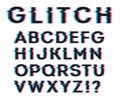 Glitch color shift font. Vector illustration.