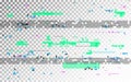 Glitch digital distortion on transparent background. Horizontal VHS noise and random elements. Old video template with