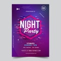 Glitch disco party music abstract night poster template.Vector