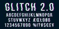 Glitch distorted font letter set with broken pixel effect