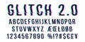 Glitch distorted font letter set with broken pixel effect