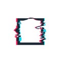 Glitch distortion frame. Vector square illustration