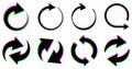 Glitch Effect Circular Arrows Collection Royalty Free Stock Photo