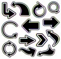 Glitch Effect Circular and Curved Arrows Set