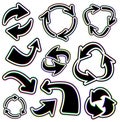 Glitch Effect Circular and Curved Arrows Set