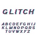 Glitch font or distorted abc, trendy latin typeset