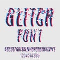 Glitch font with distortion stereoscopic effect. Royalty Free Stock Photo