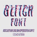 Glitch font with distortion stereoscopic effect. Royalty Free Stock Photo