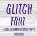 Glitch font with distortion stereoscopic effect. Royalty Free Stock Photo