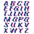 Glitch font with distortion stereoscopic effect. Royalty Free Stock Photo