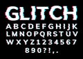Glitch font letter game digital pattern. Glitch alphabet hipster font cool typography vhs effect