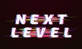 Glitch font. Next level distorted tv glitched script screen vector illustration