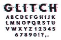 Glitch font set vector illustration on white background Royalty Free Stock Photo