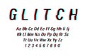 Glitch font on white background. Alphabet letters with numbers in Glitch design. Trendy style distorted glitch typeface. Letters Royalty Free Stock Photo