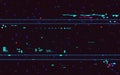 Glitch geometric distortion backdrop. Abstract random pixels on dark texture. Horizontal color lines. Old video concept