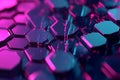 A glitch-inspired 3D background where hexagonal patterns distort and disassemble, revealing