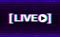 Glitch live streaming. Distorted emblem with 3D stereo effect. Online stream logo with glitched elements and pixels Royalty Free Stock Photo
