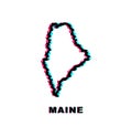 Glitch Map of Maine State United States of America, Alabama outline. Blue glowing outline. Vector illustration.