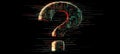 Glitch Pixel Question Mark on Dark Background for Futuristic Tech Design